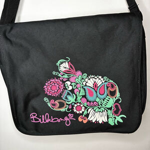 Vintage Y2K Billabong Women’s / Girls Messenger Satchel Bag – Black Paisley